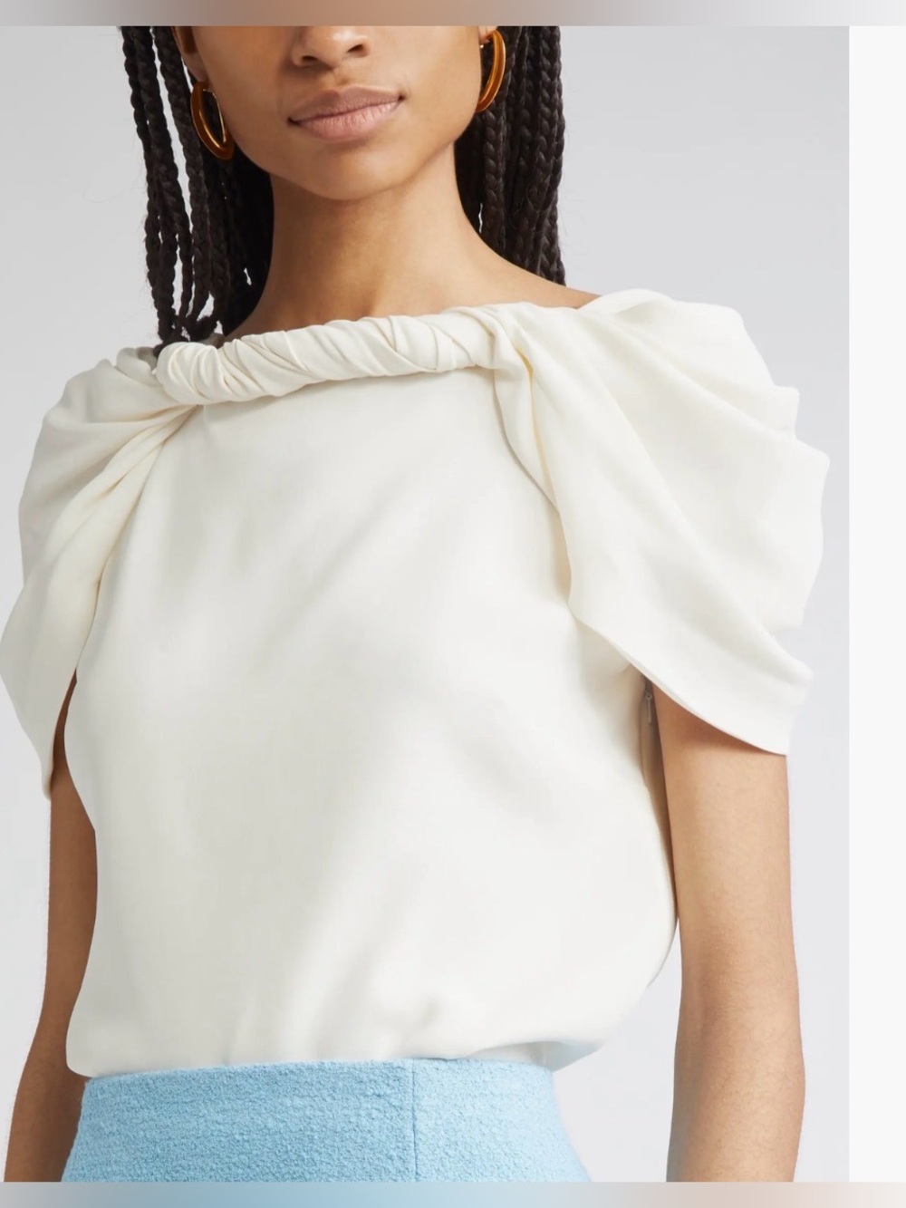 OSCAR DE LA RENTA Blouse Draped Stretch-Silk Size 6